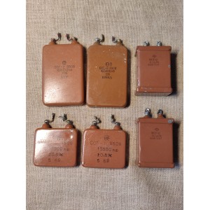 Kit 2x KSG-2G  0.1 uF  500V  + 2x SSG-2 100000 pF + 2x SSG-1 15500 pF Mica Capacitors 